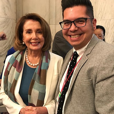 Nancy Pelosi and Matt Menchaca