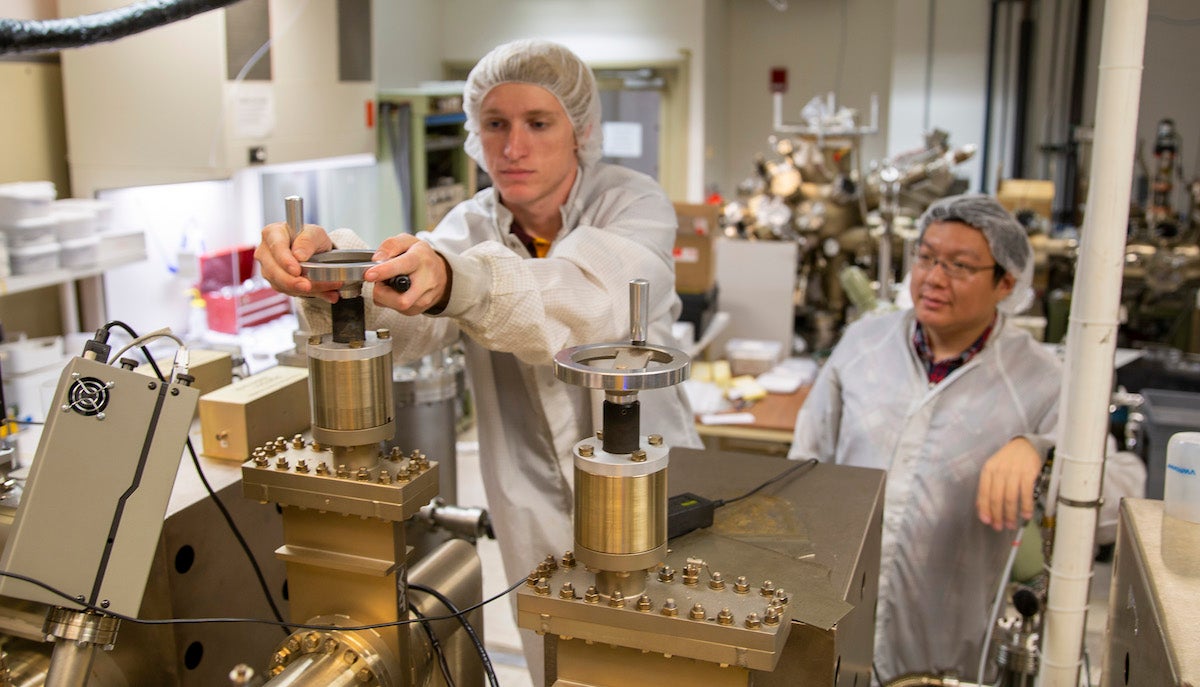 people working in lab