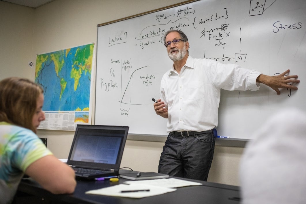 Ed Garnero teaching a class and standing in front of a whiteboard