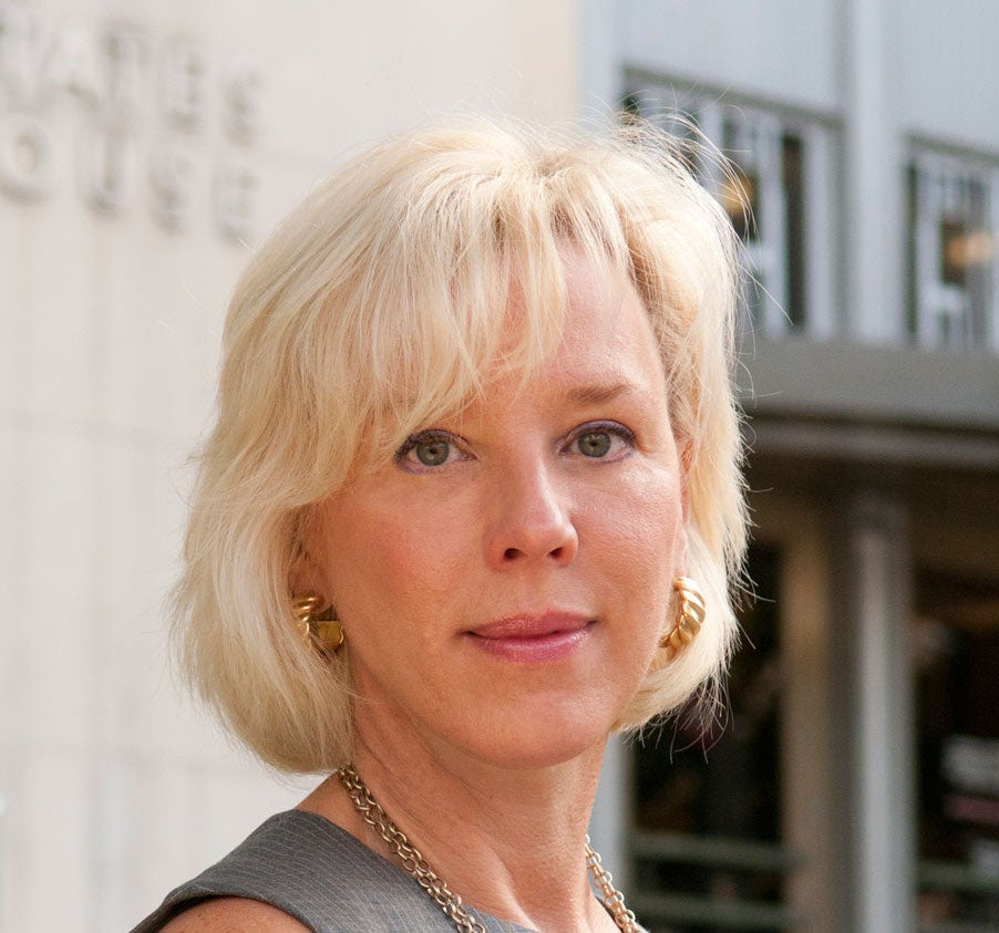 Side portrait of blonde haired woman