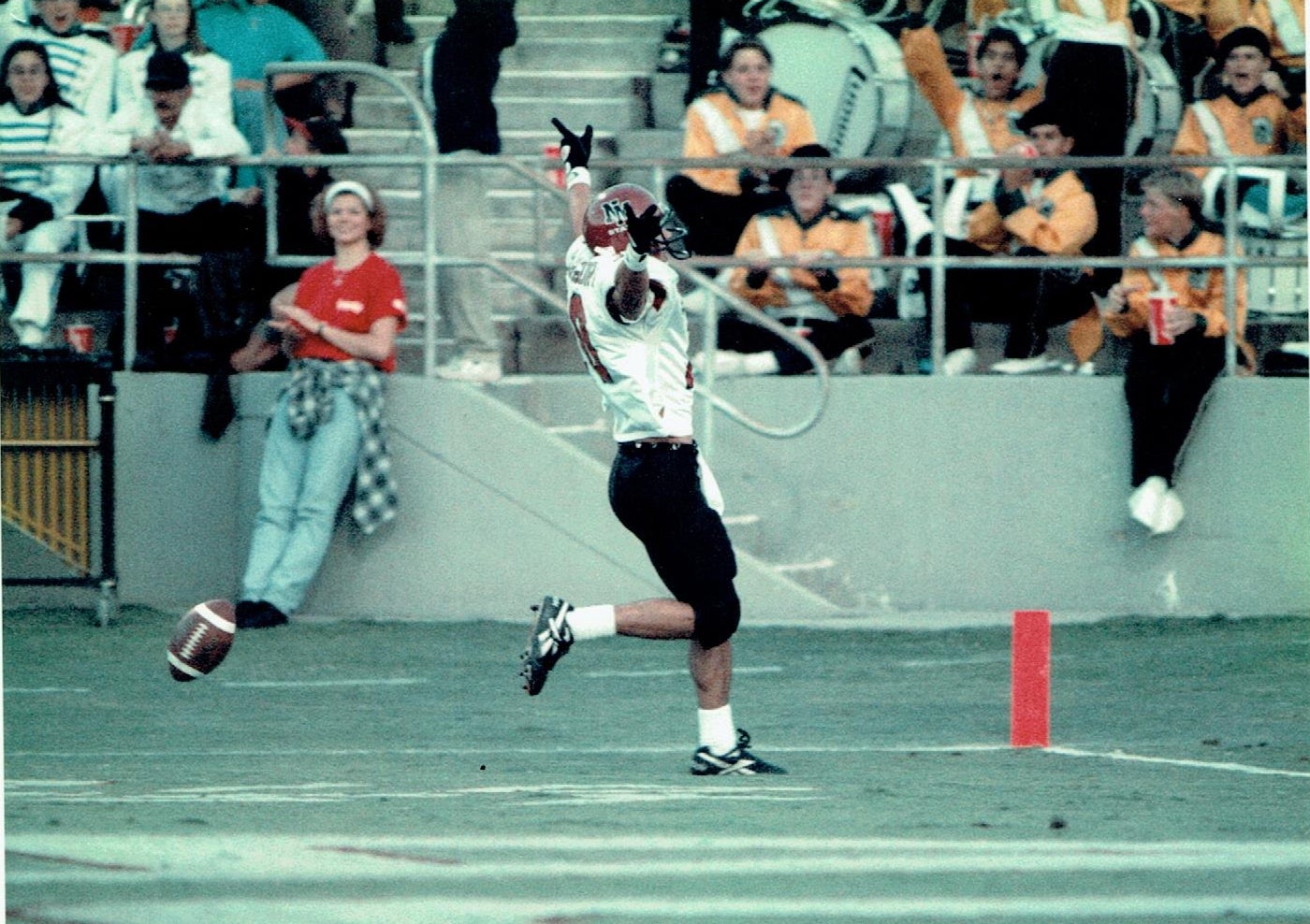 Football player in the end zone