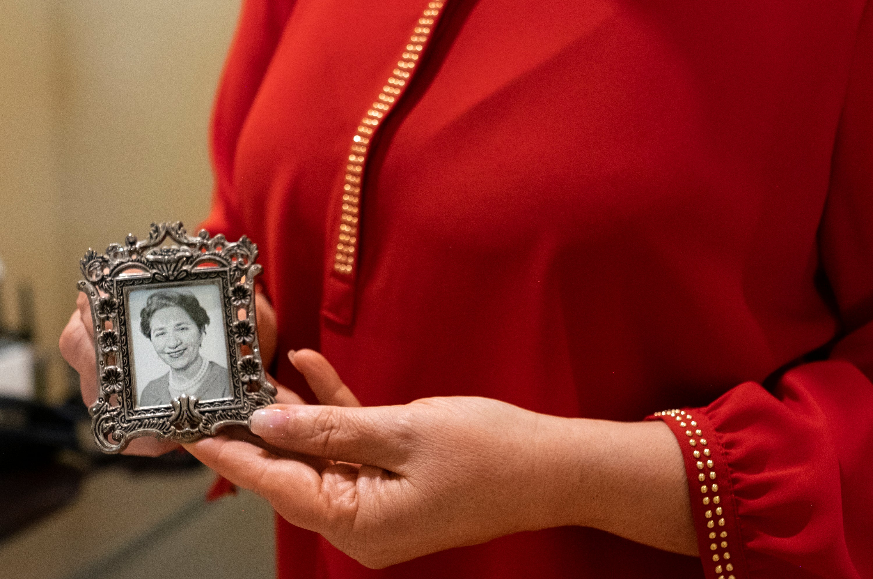 Ramona Melikian shows a photo of her paternal grandmother, who passed away at the age of 100, just before the Melikian Center was first named in 2006.