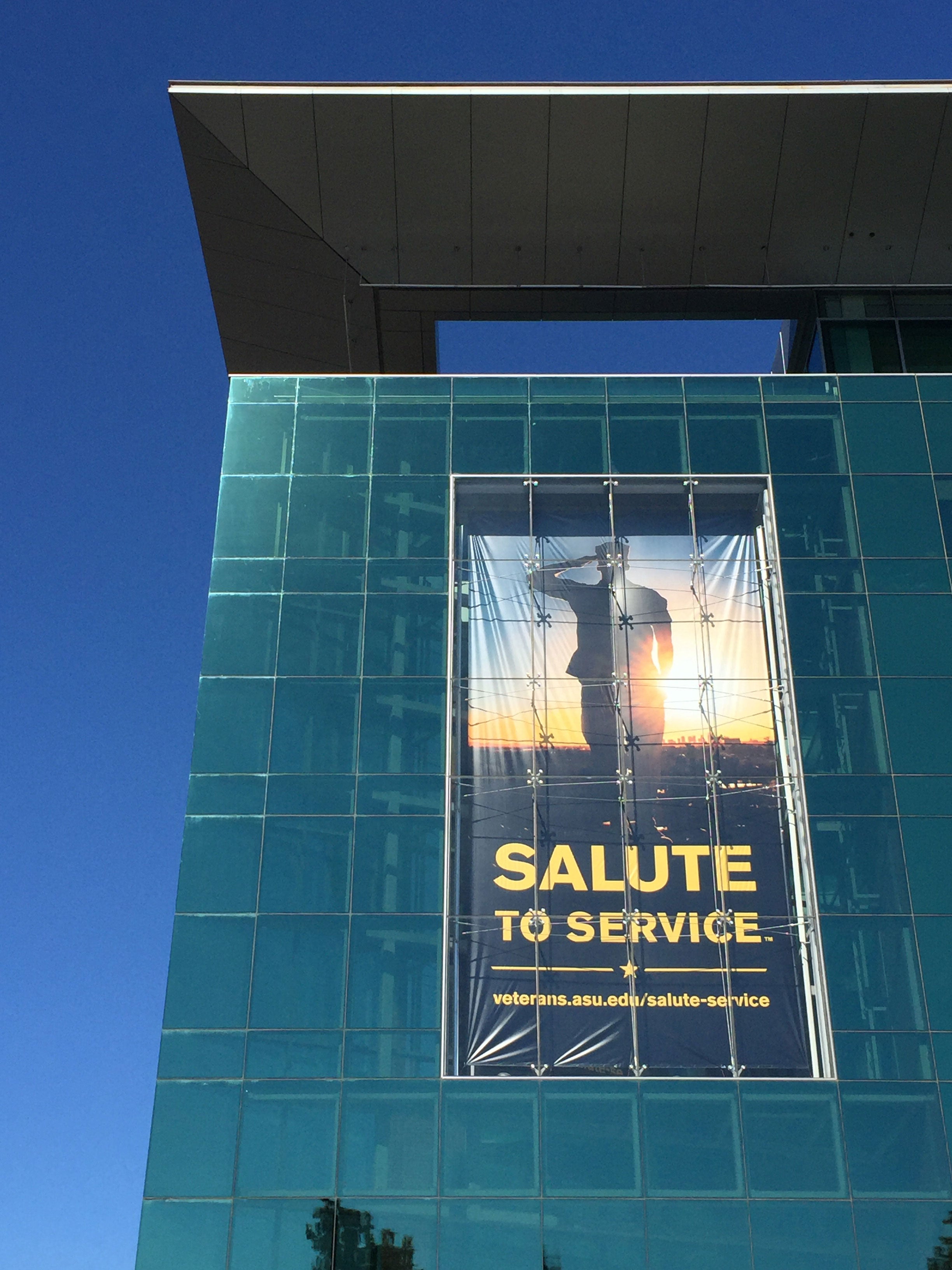 sign advertising ASU's Salute to Service week