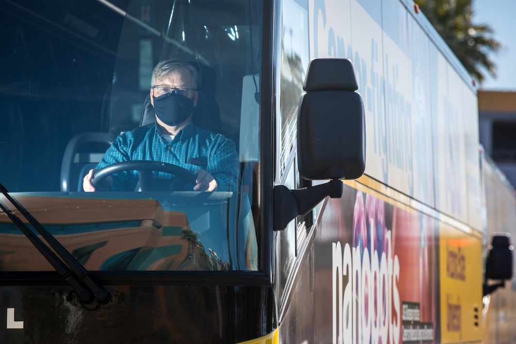 Man driving bus