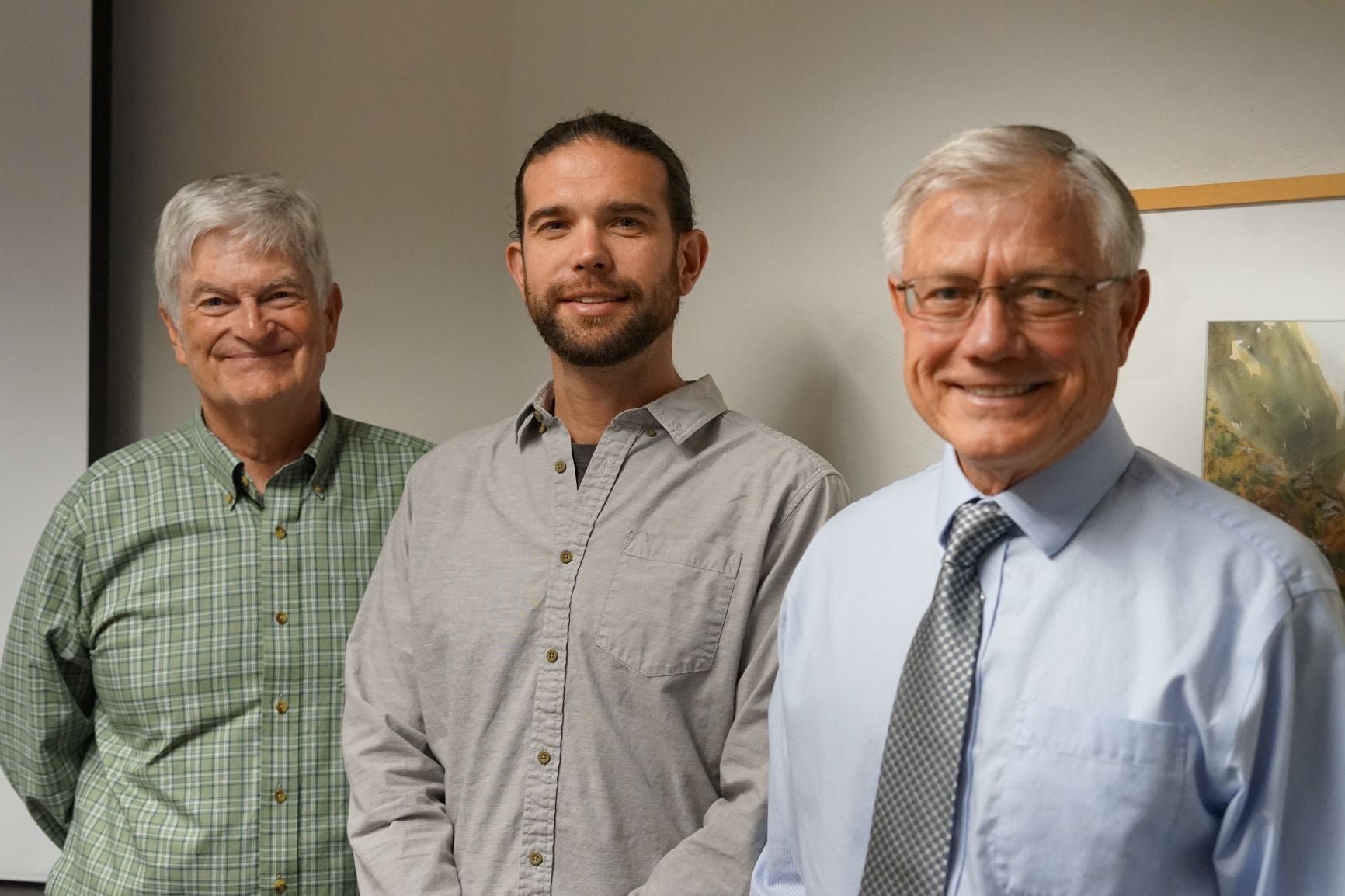 Emeritus Professor Tim Tyrrell, 2007 alumnus Ted Martens, former School Director Randy Virden, ASU School of Community Resources and Development, 15th anniversary