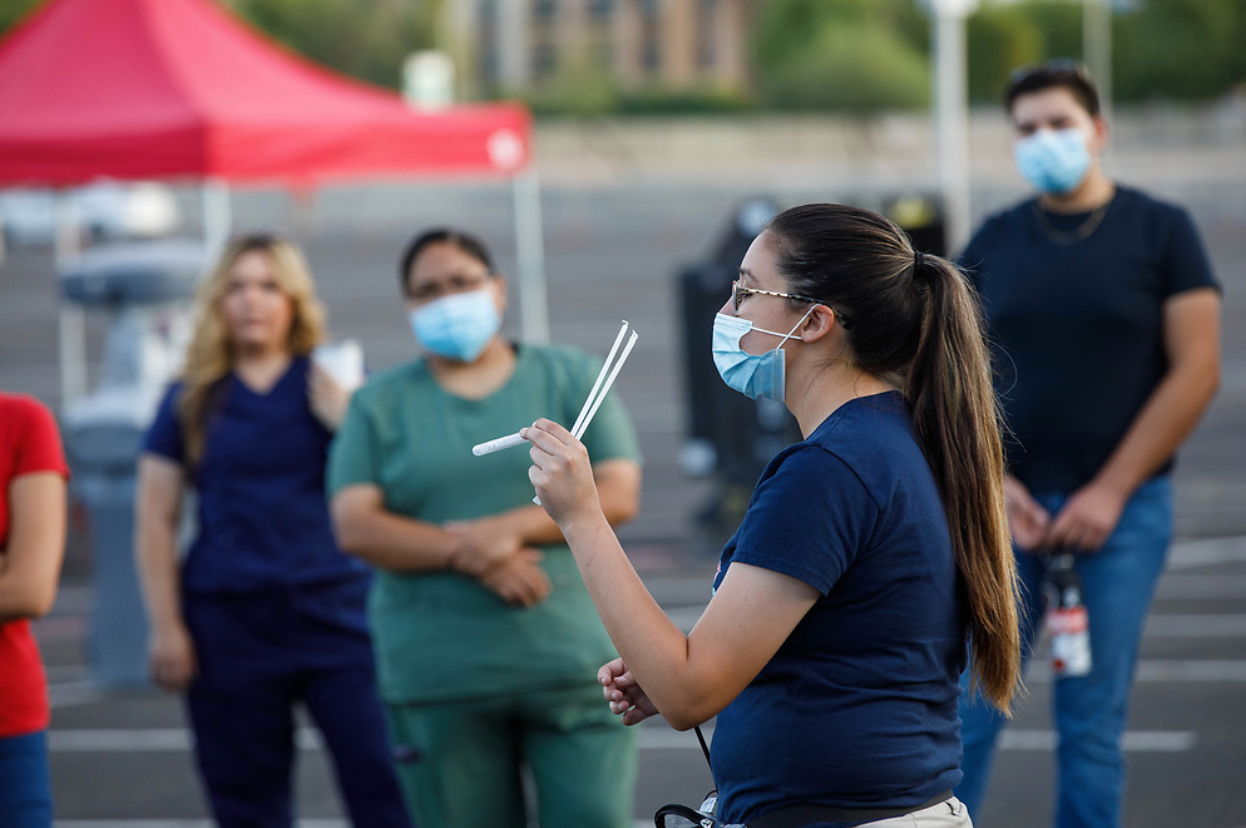 ASU's Breanna Carpenter conducts daily COVID-19 saliva-testing training