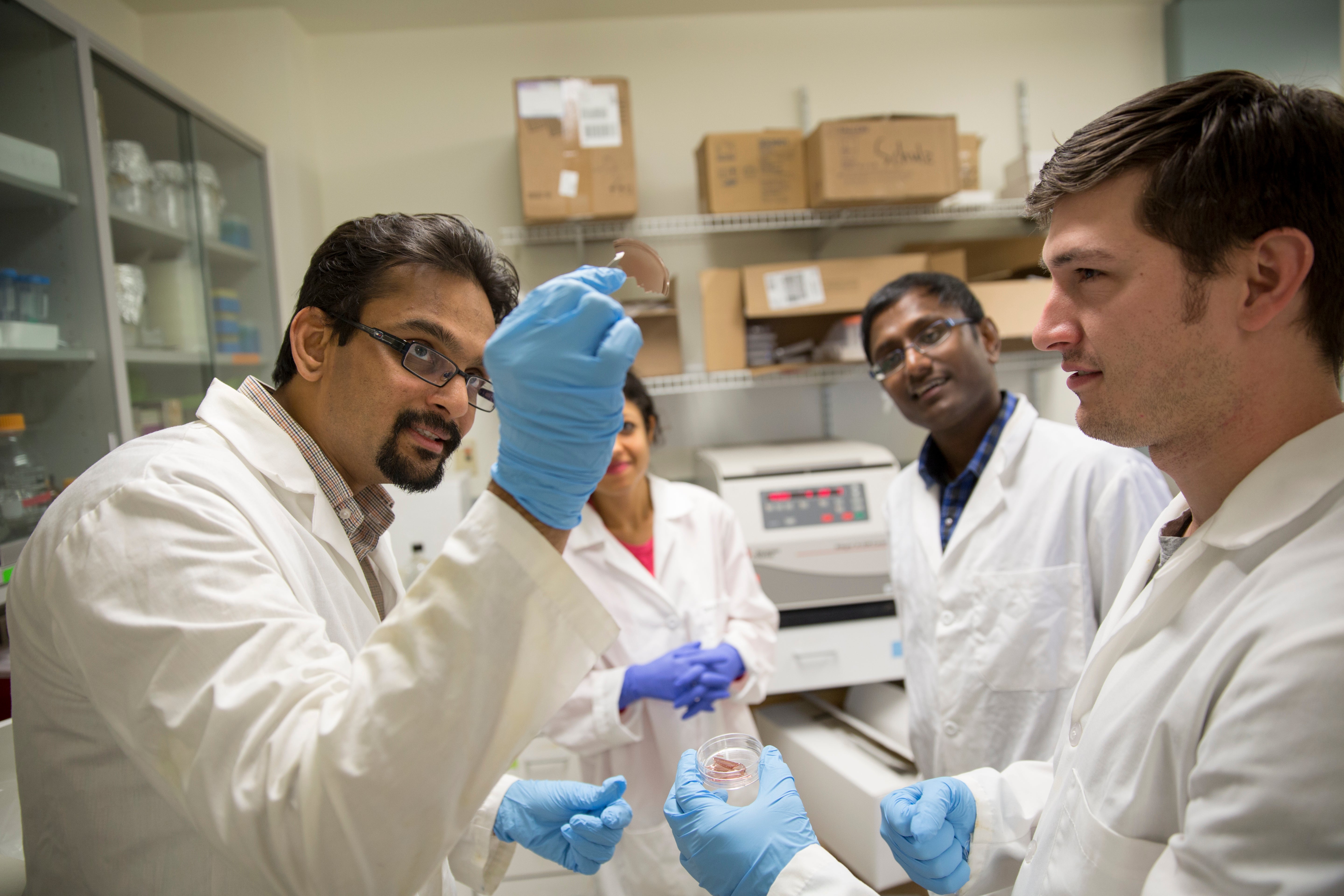 professor and students in lab