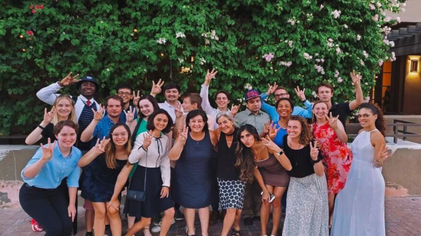 Ariana with her cohort of friends and professors during the Shakespeare's Leadership Lessons