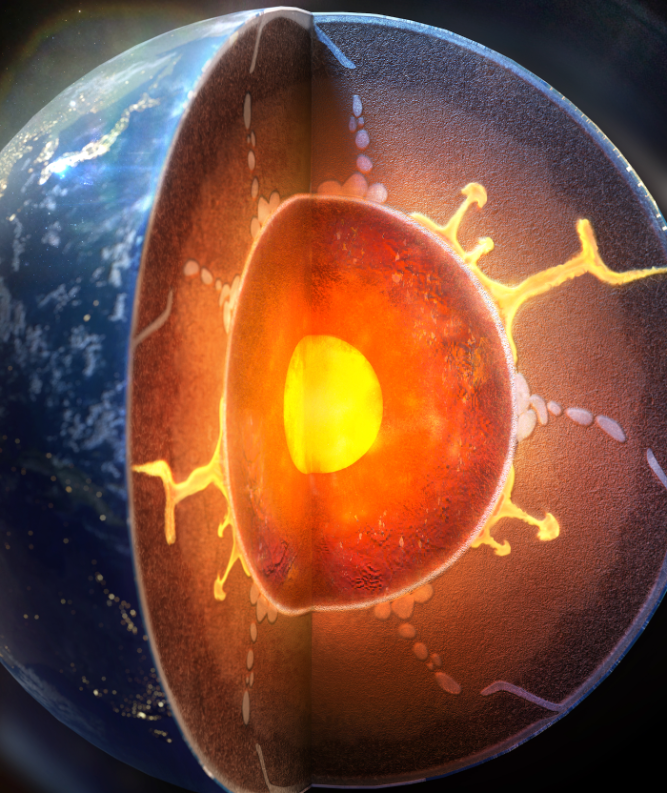 Illustration of layers of the Earth's core.