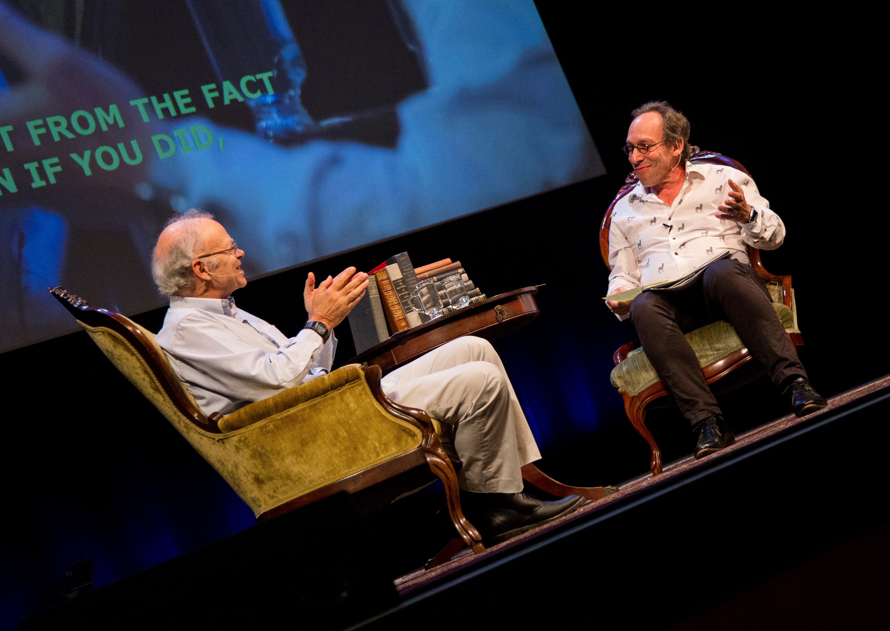 Animal-rights philosopher Peter Singer and theoretical physicist Lawrence Krauss