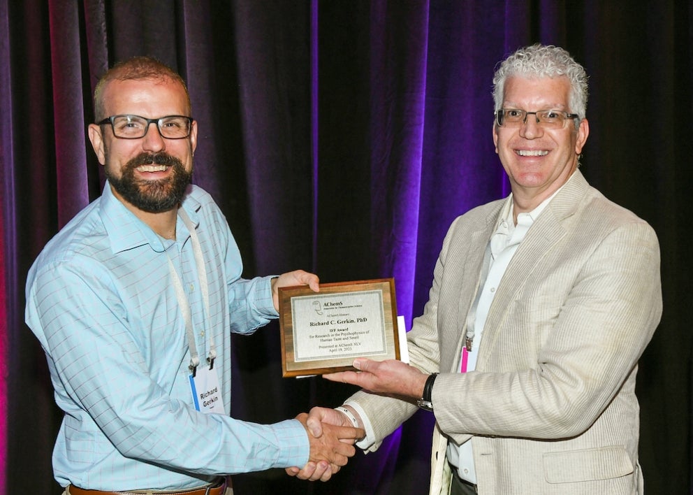 Richard Gerkin (on the left) receiving the IFF Award.