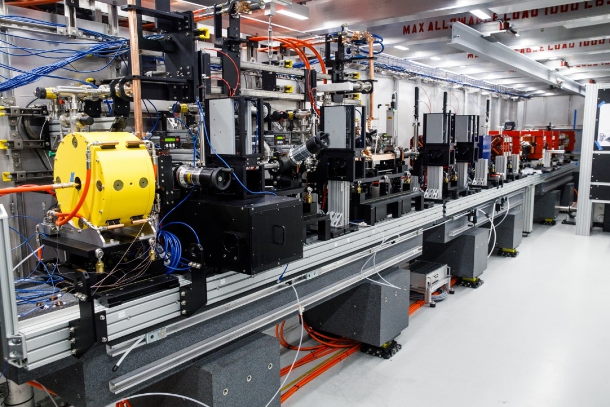 The machinery that makes up the CXLS, a prototype of the CXFEL, in a lab at ASU.