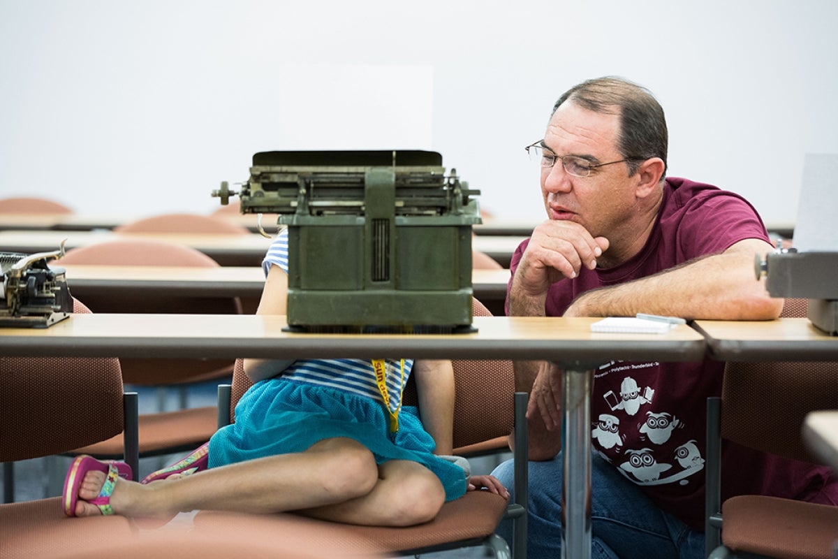 Working the typewriter