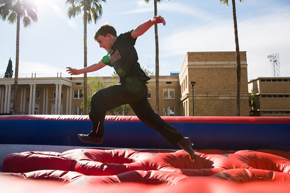 Running through the inflatable