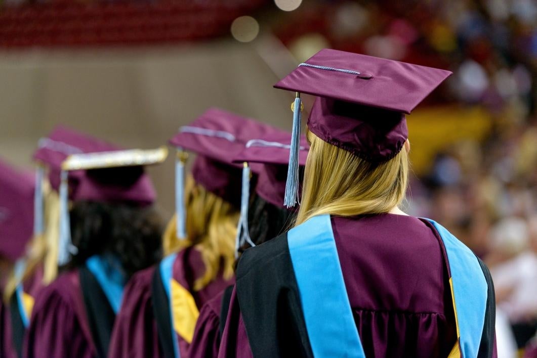 graduates waiting in line at convocation