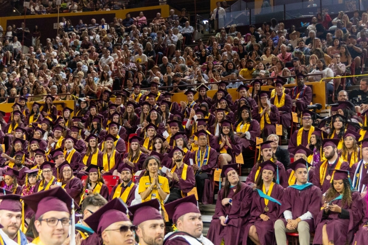 A sea of graduates, about 800 of them, attend Watts College spring 2023 convocation