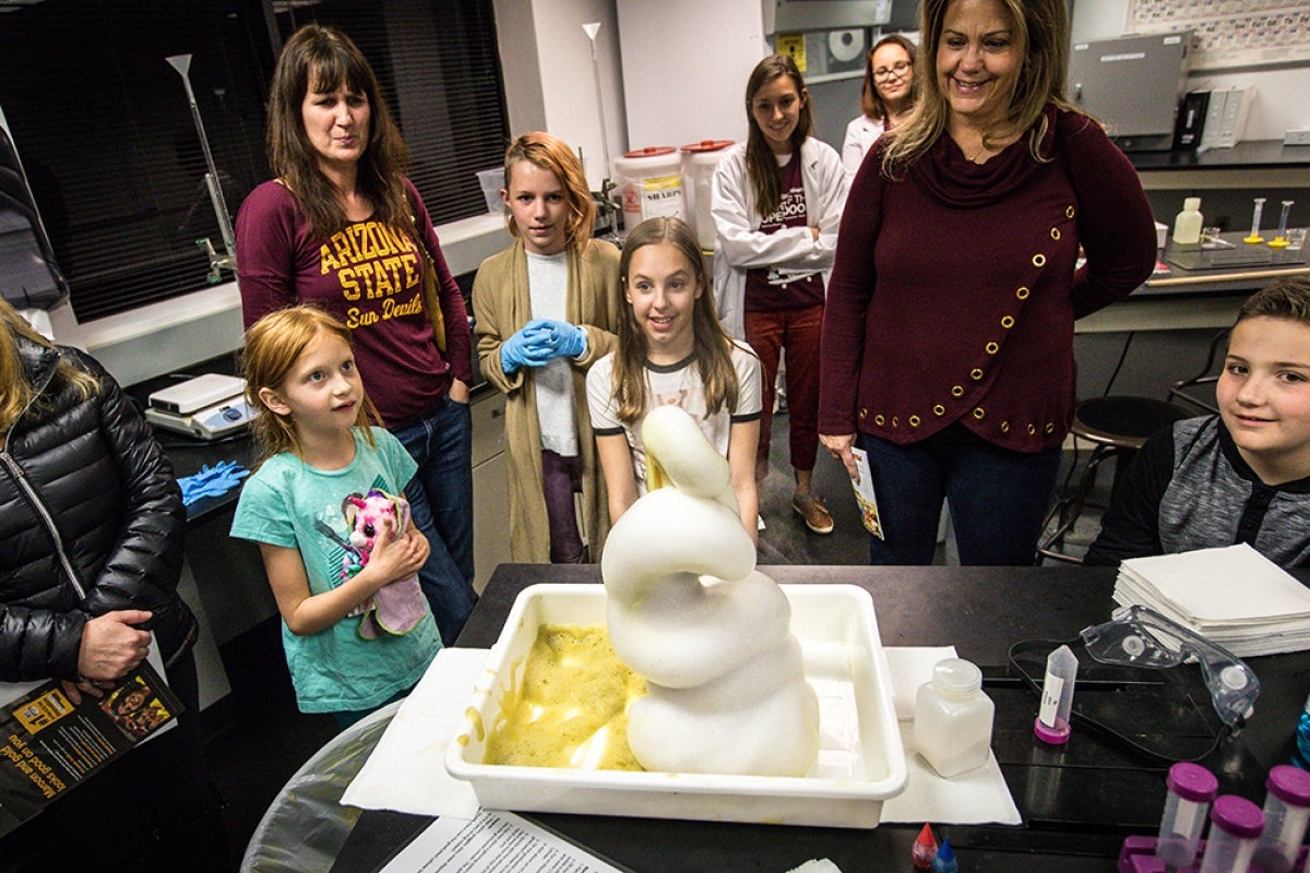 ASU Night of the Open Door Making elephant toothpaste