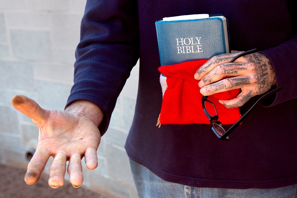 Detail of Donovan's hands