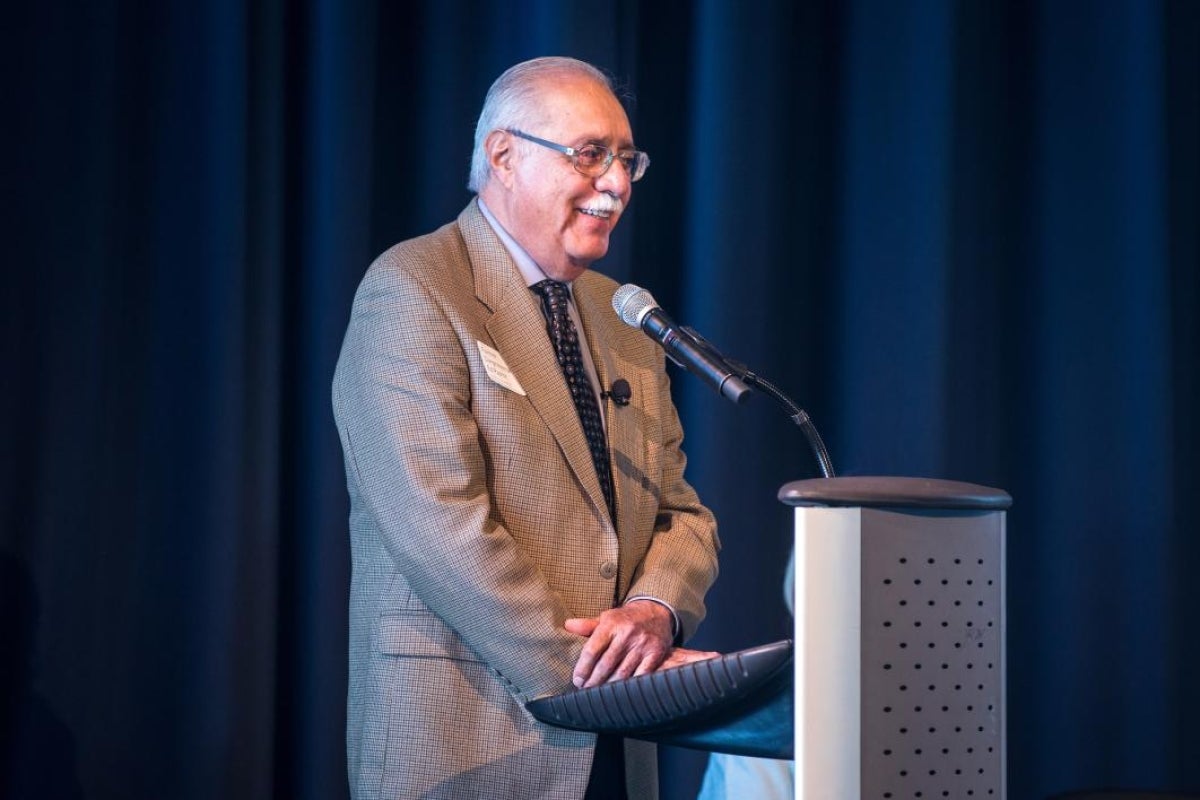 Ed Pastor speaks at a lectern