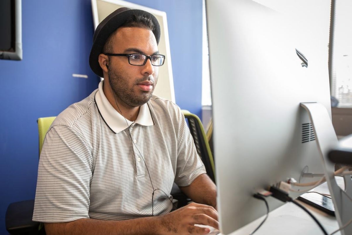 Student at computer