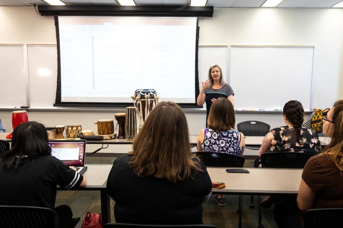 Women lecturing a class