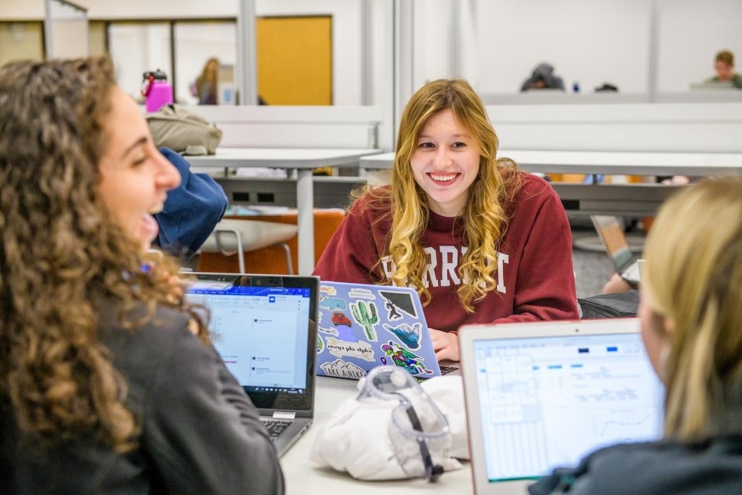 students studying in Noble Library