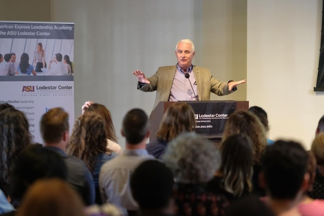 Lodestar Director, Robert Ashcraft, addresses the graduates