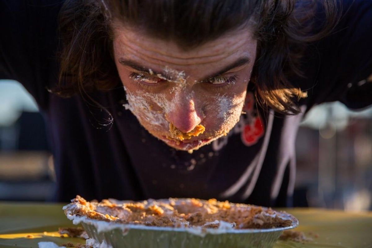 Sparky's carnival pie eating contest at west campus