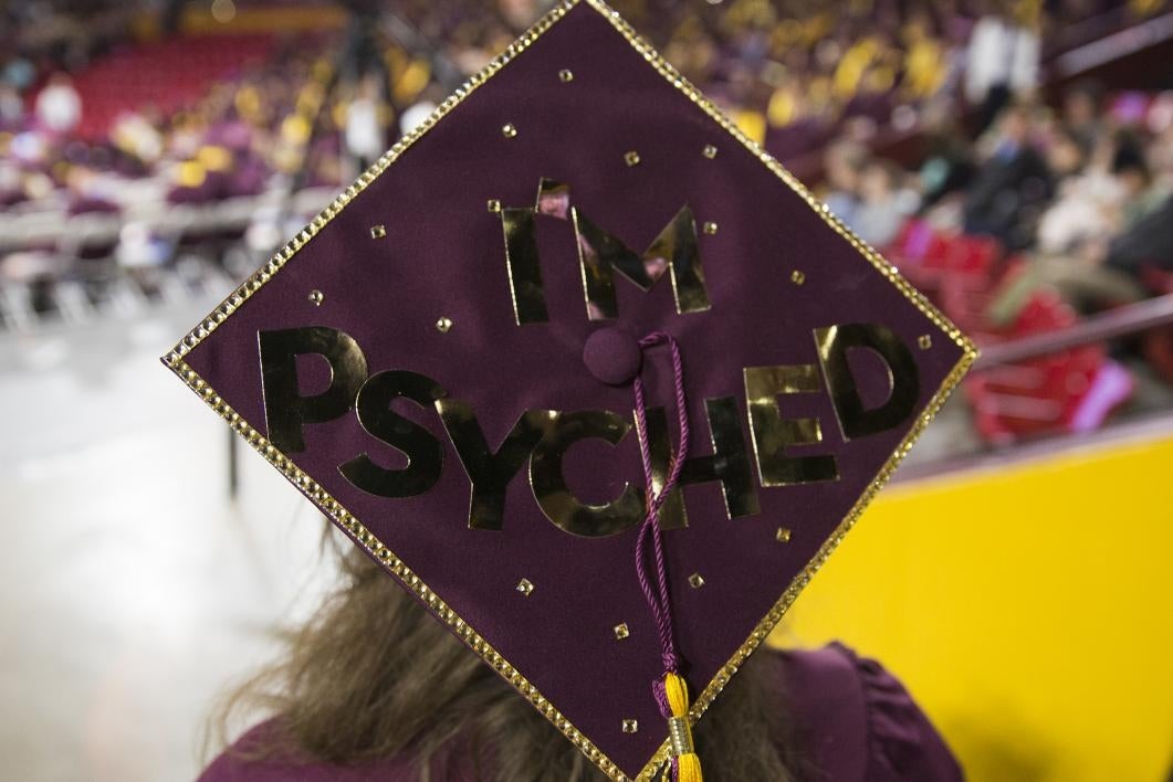 Graduation cap reads, 