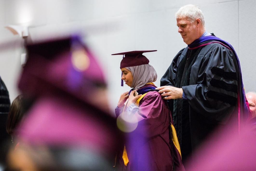 ASU law student receiving doctoral hood