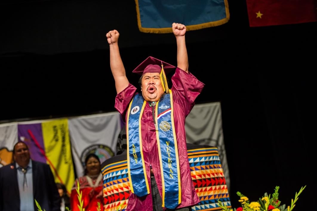 graduate celebrating after getting diploma