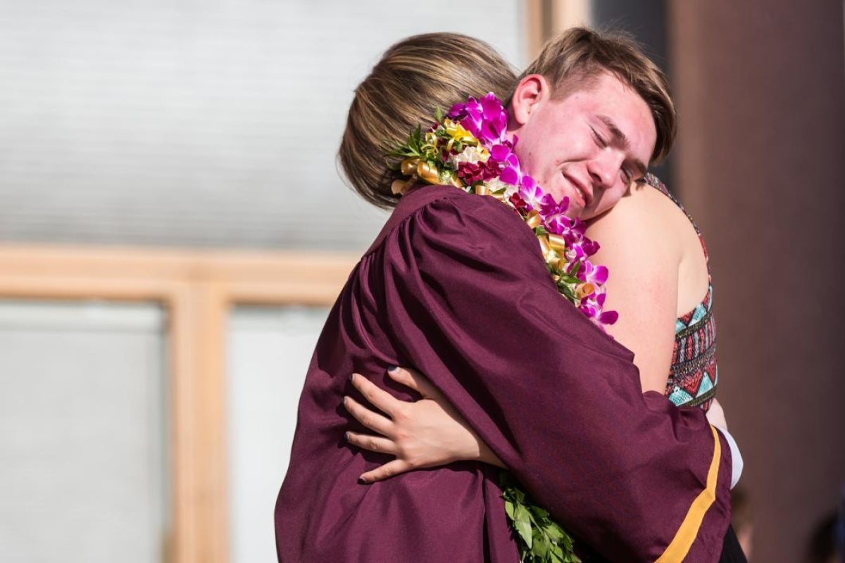 Students celebrate after the ASU Prep-Polytechnic commencement