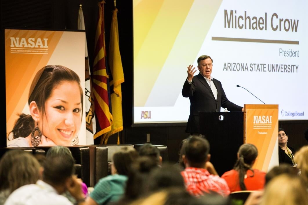 ASU President Michael Crow speaks at the NASAI conference