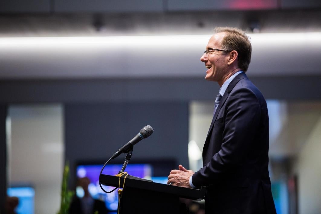 ABOR Chair Greg Patterson speaks at the law center opening.