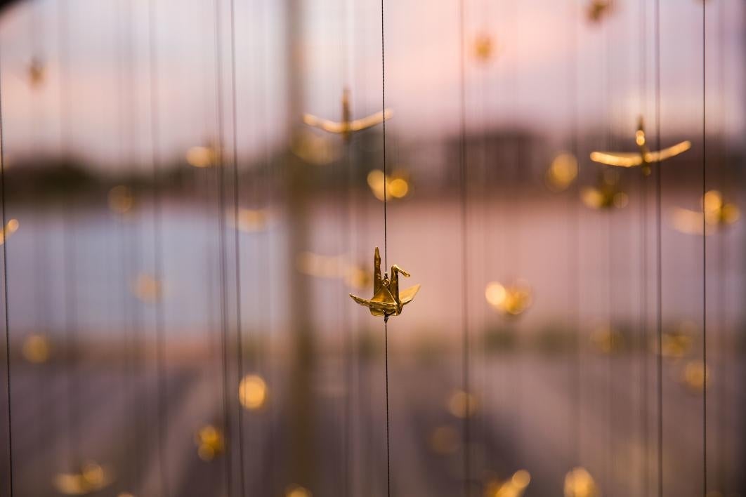 close up of crane sculpture