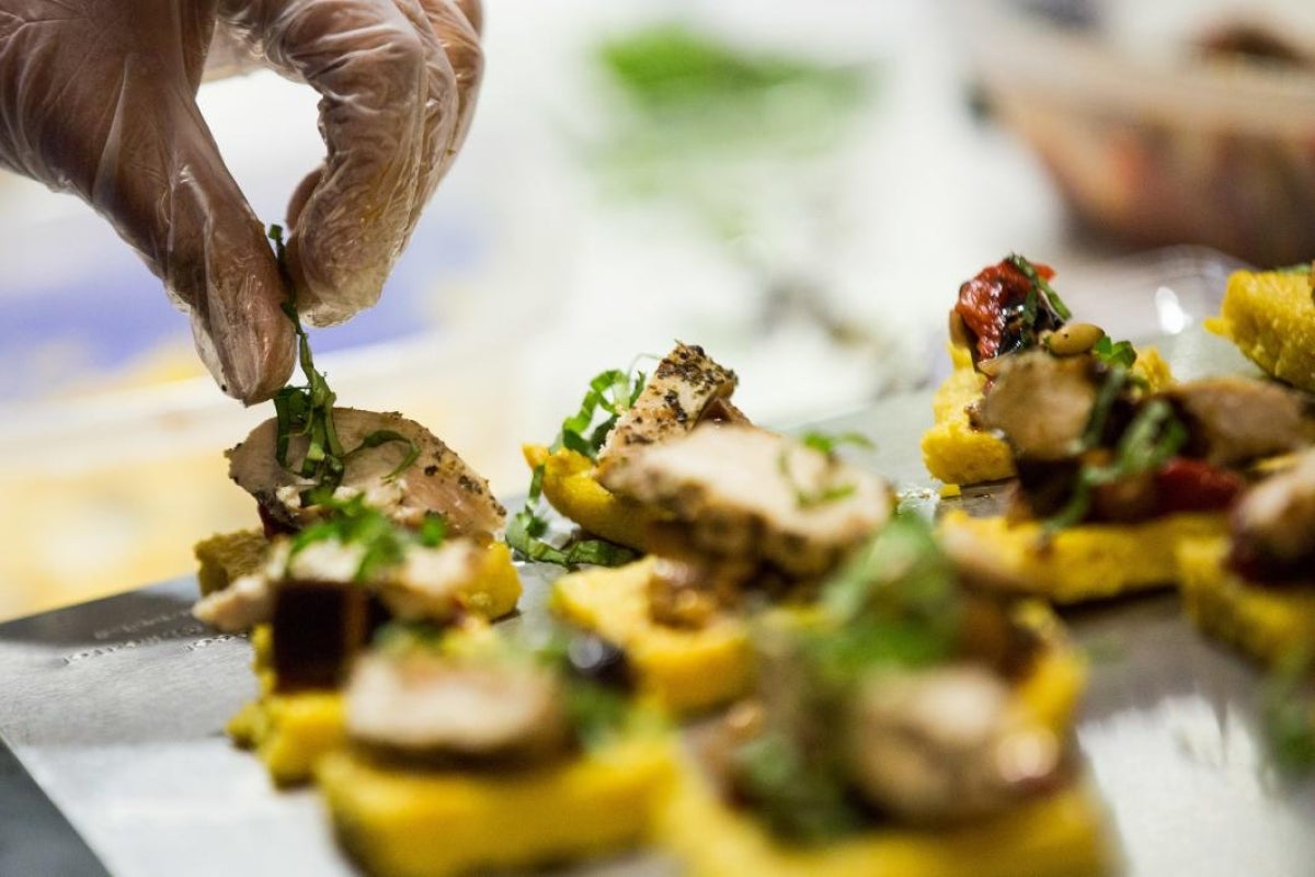 oasted polenta with eggplant tapenade and grilled chicken