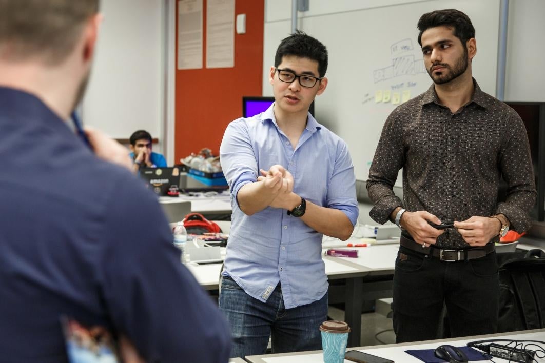 Students pitch their idea at the hackathon