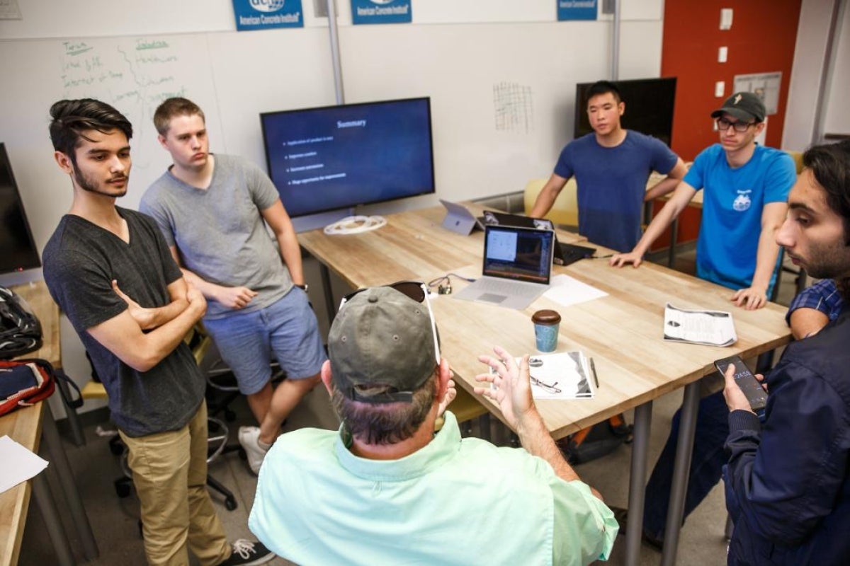 Students pitch their idea to judges during the hackathon