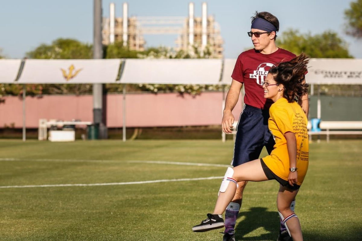 students playing soccer