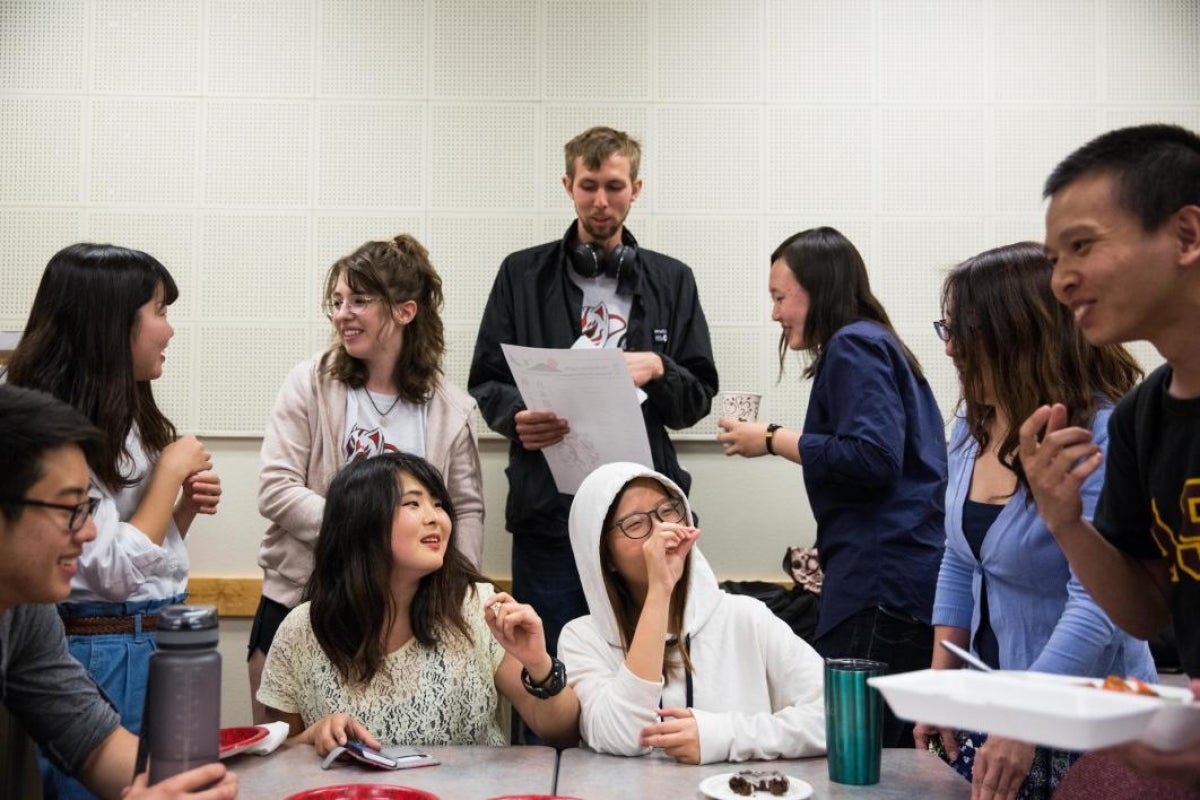 group of students socializing