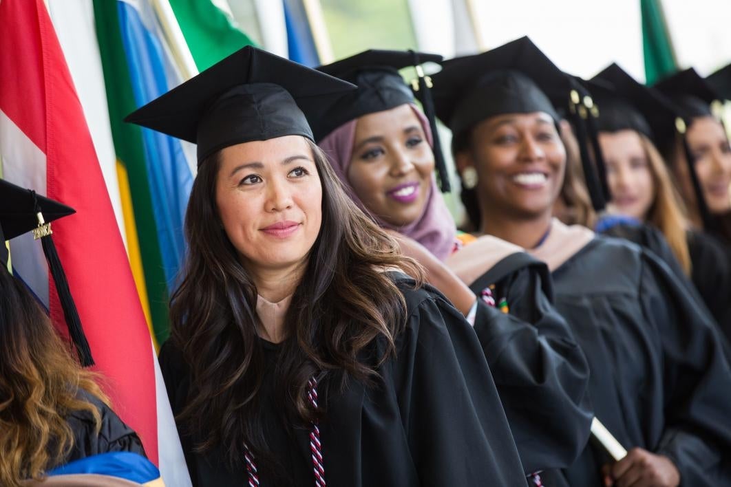 Graduates wait to start the Thunderbird School of Global Management commencement