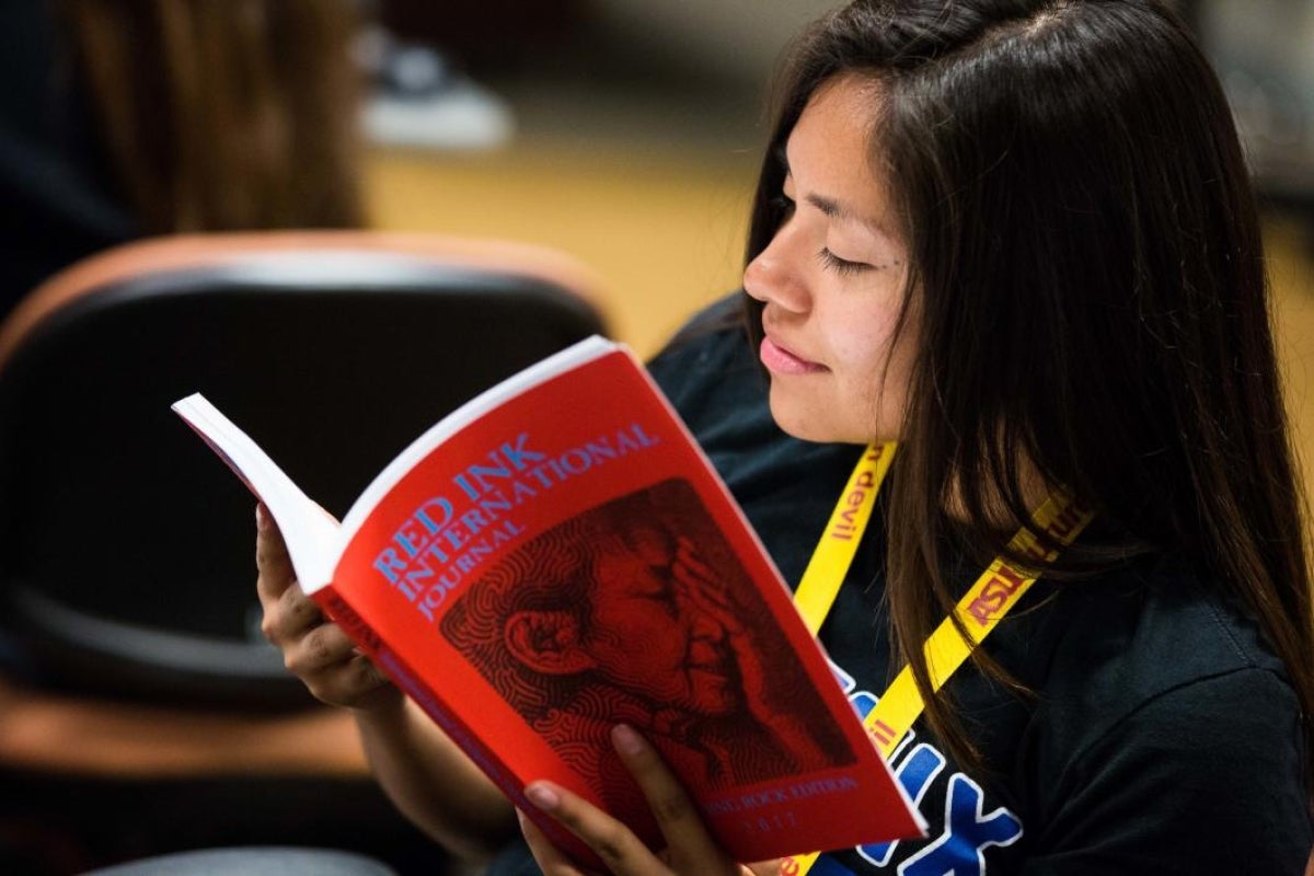 ASU Inspire participant Mariana Porter reading Red Ink