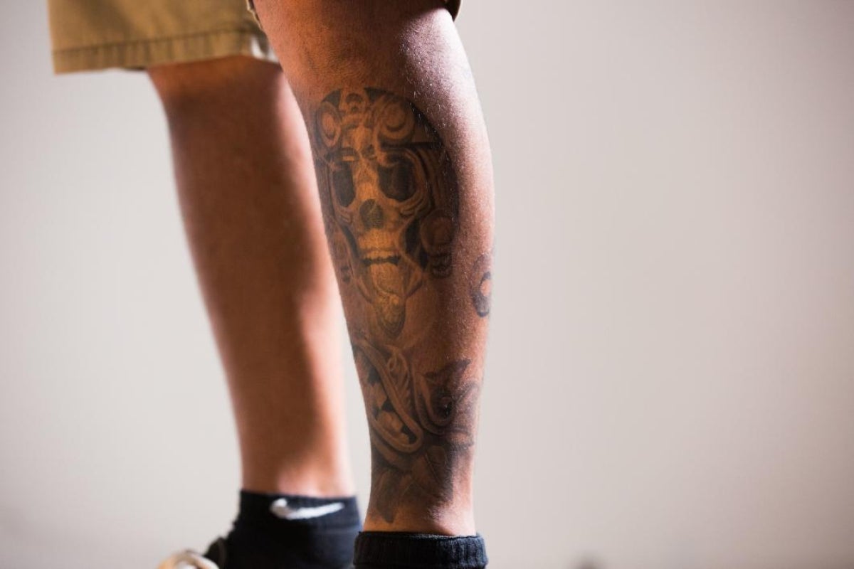 skull tattoo on leg