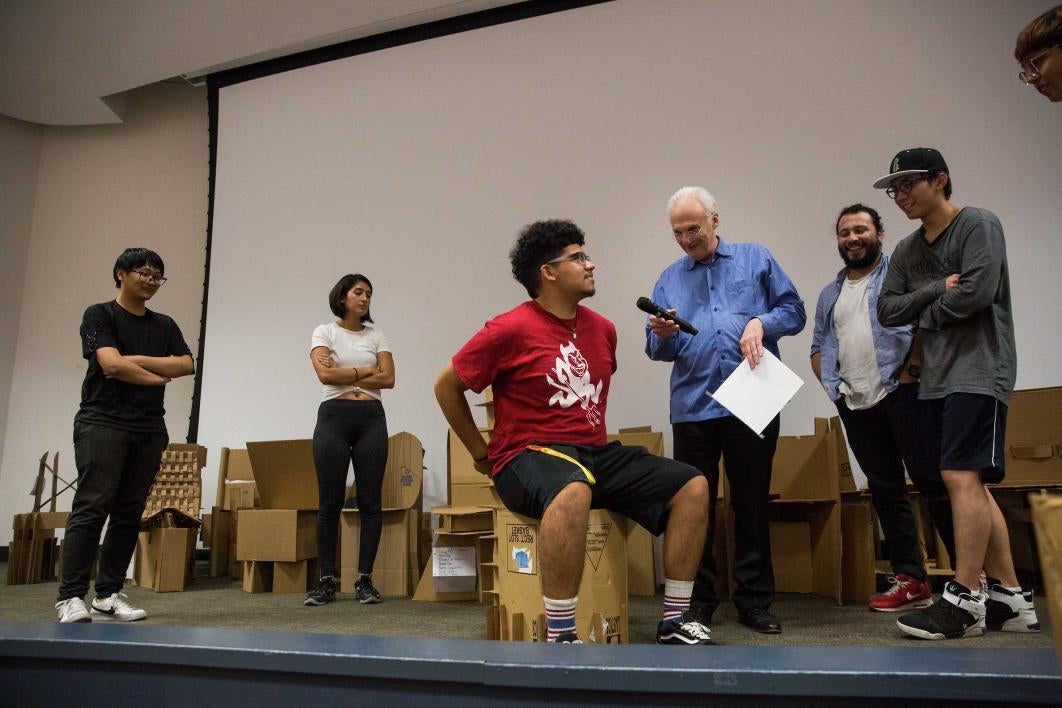 Cardboard chair challenge at Herberger Institute Day