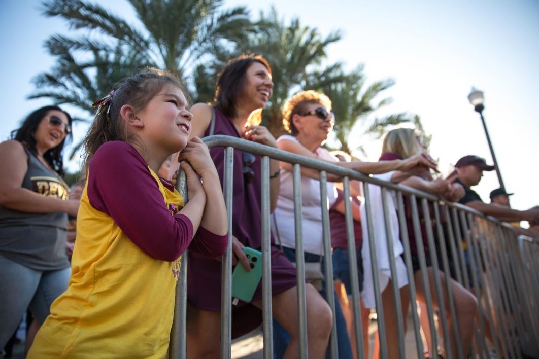 girl watching parade