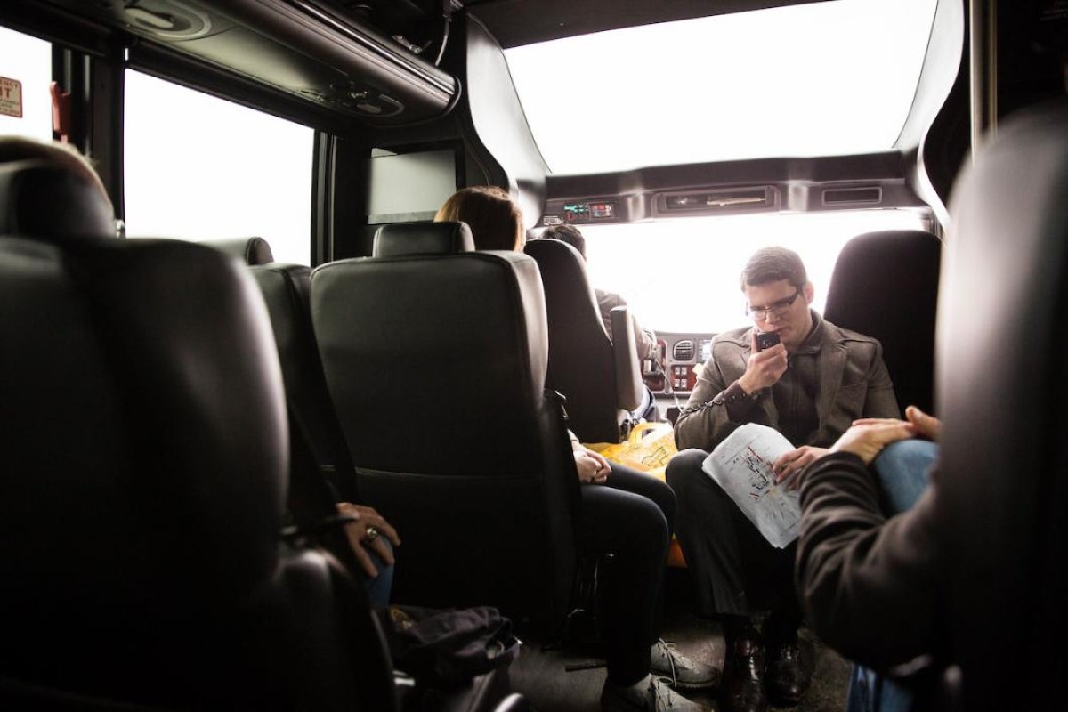 Student on a bus