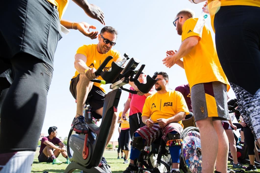 Teams compete in an obstacle course