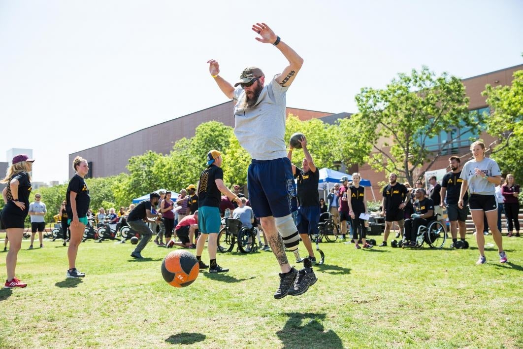 Adaptive athletes compete in an obstacle course