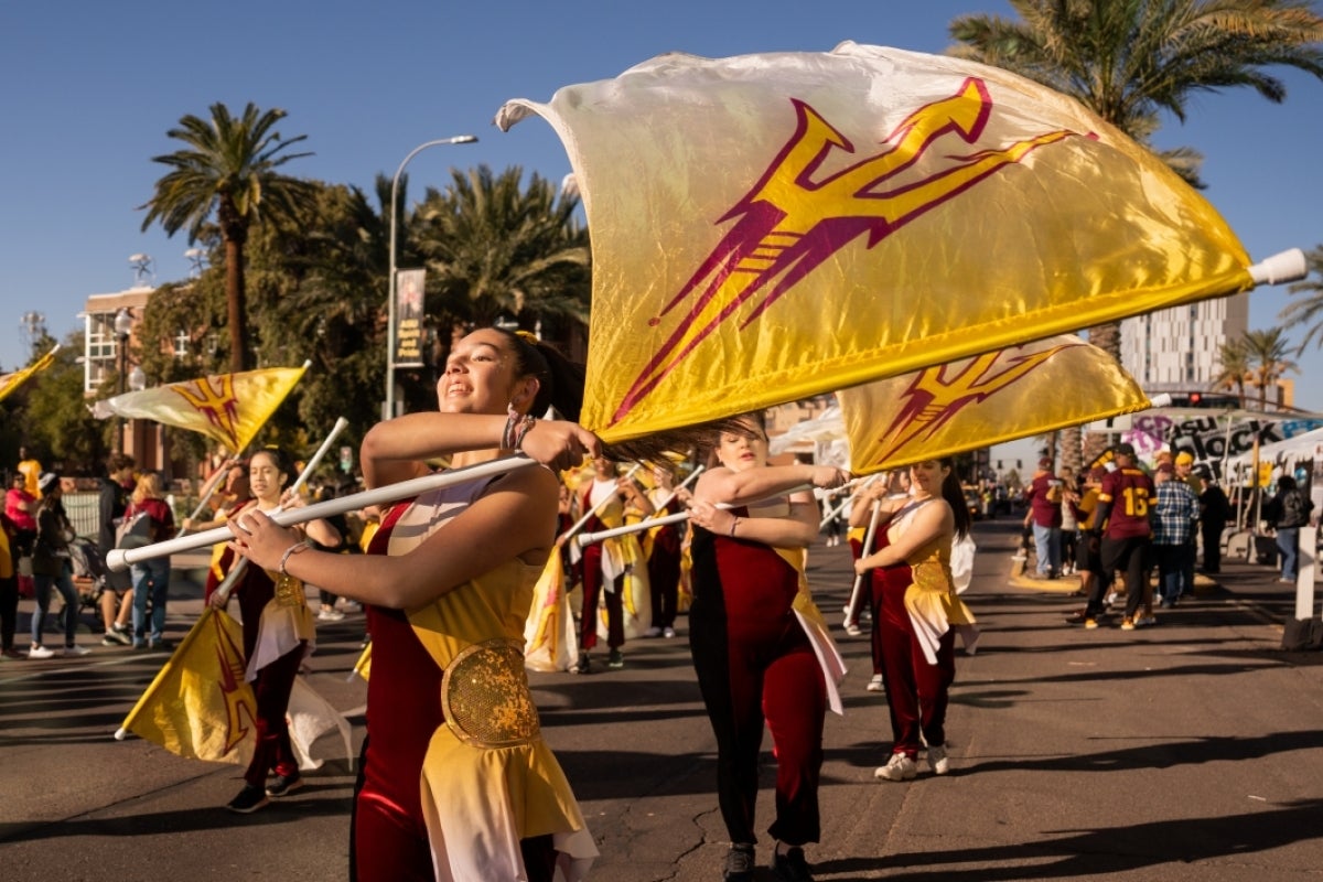 Color guard performs during parade