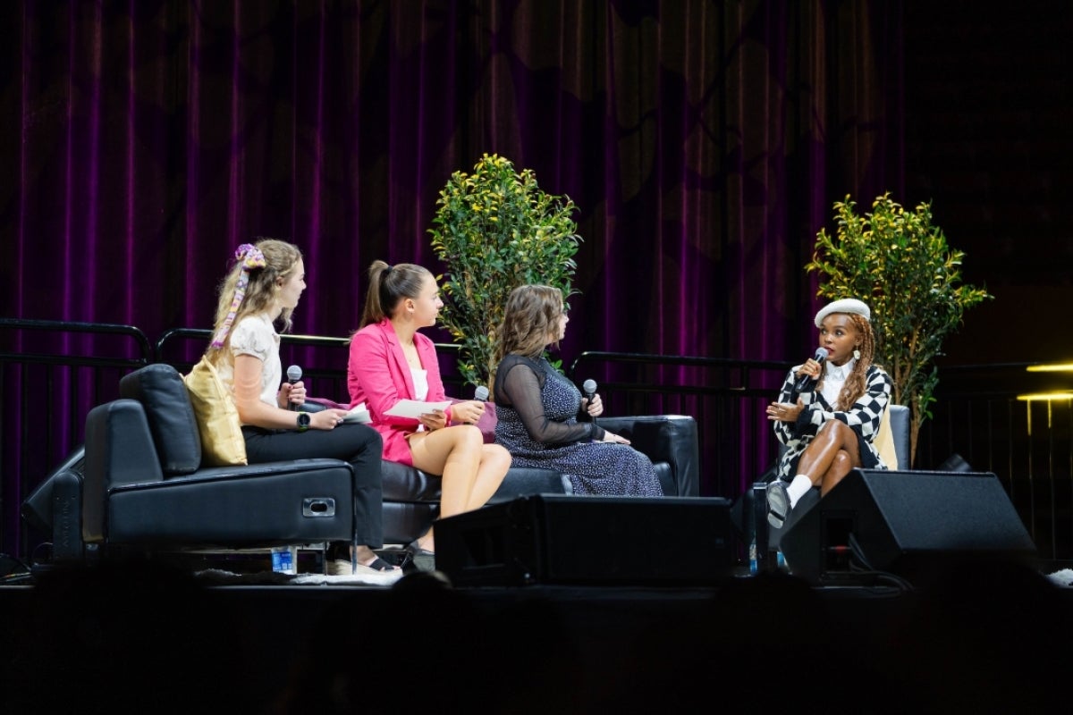 Janelle Monae talks to ASU students on a panel